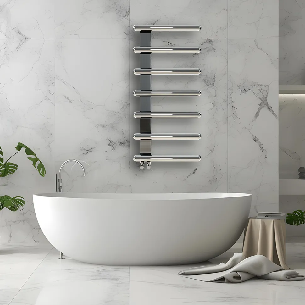 Carisa Ivor Offset Stainless Steel Designer Heated Towel Rail