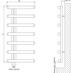 Carisa Ivor Offset Stainless Steel Designer Heated Towel Rail