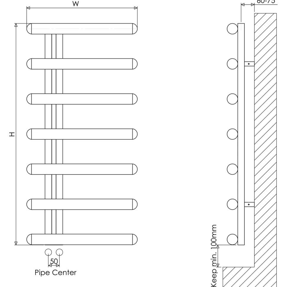 Carisa Ivor Offset Stainless Steel Designer Heated Towel Rail