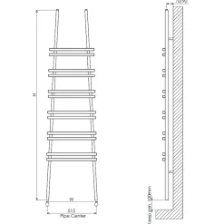 Carisa Jacobs Wall Mounted Ladder Aluminium Heated Towel Rail - 2000 x 535mm