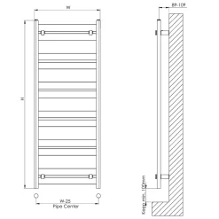 Carisa Ligne Flat Panel Aluminium Heated Towel Rail
