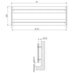 Carisa Mack Bath Horizontal Aluminium Heated Towel Rail - 505 x 1500mm