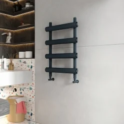 Carisa Moon Oval Panel Ladder Vertical Aluminium Heated Towel Rail
