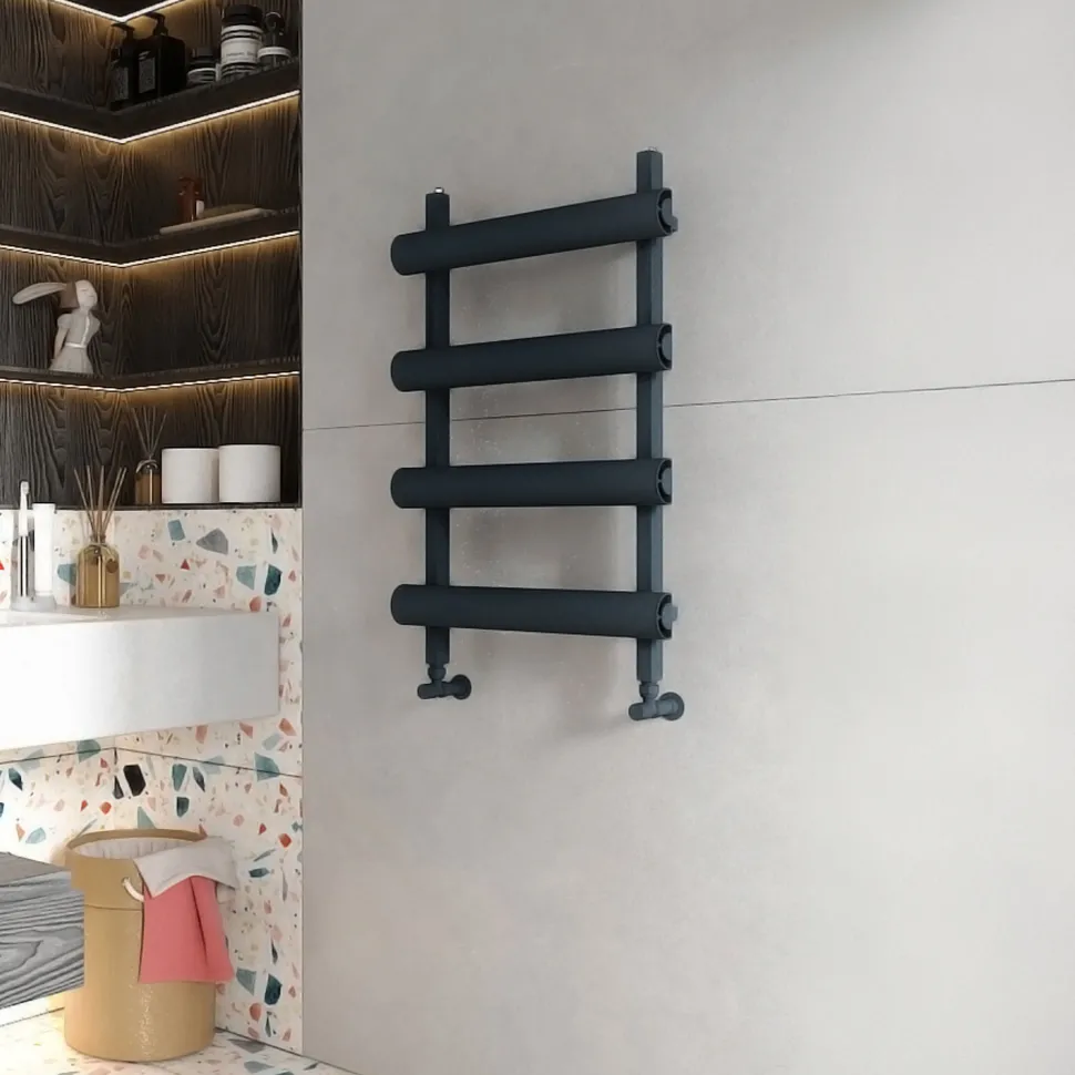 Carisa Moon Oval Panel Ladder Vertical Aluminium Heated Towel Rail