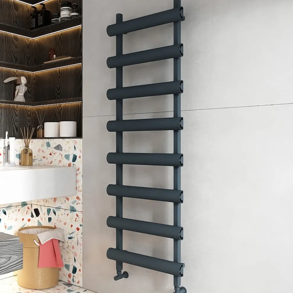Carisa Moon Oval Panel Ladder Vertical Aluminium Heated Towel Rail