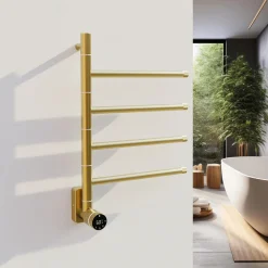 Carisa Neo Stainless Steel Swivel Bar Electric Heated Towel Rail