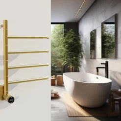 Carisa Neo Stainless Steel Swivel Bar Electric Heated Towel Rail
