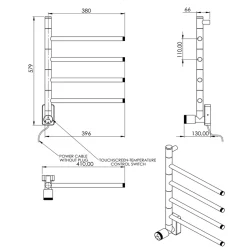 Carisa Neo Stainless Steel Swivel Bar Electric Heated Towel Rail