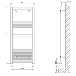 Carisa Nile Flat Vertical Steel Ladder Heated Towel Rail