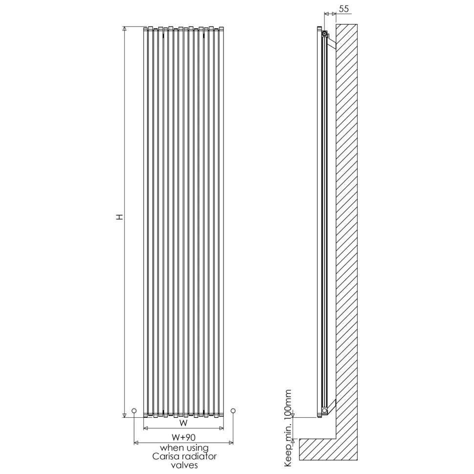 Carisa Pipette Vertical Aluminium Radiator