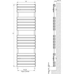 Carisa Plata Bath Flat Double Panel Aluminium Heated Towel Rail