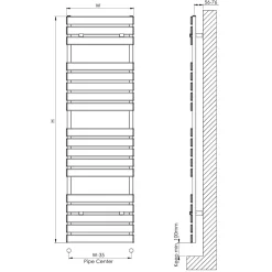 Carisa Plata Bath Flat Panel Aluminium Heated Towel Rail