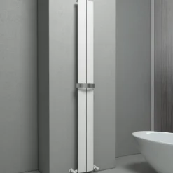 Carisa Play Bath Curved Panel Vertical Aluminium Heated Towel Rail