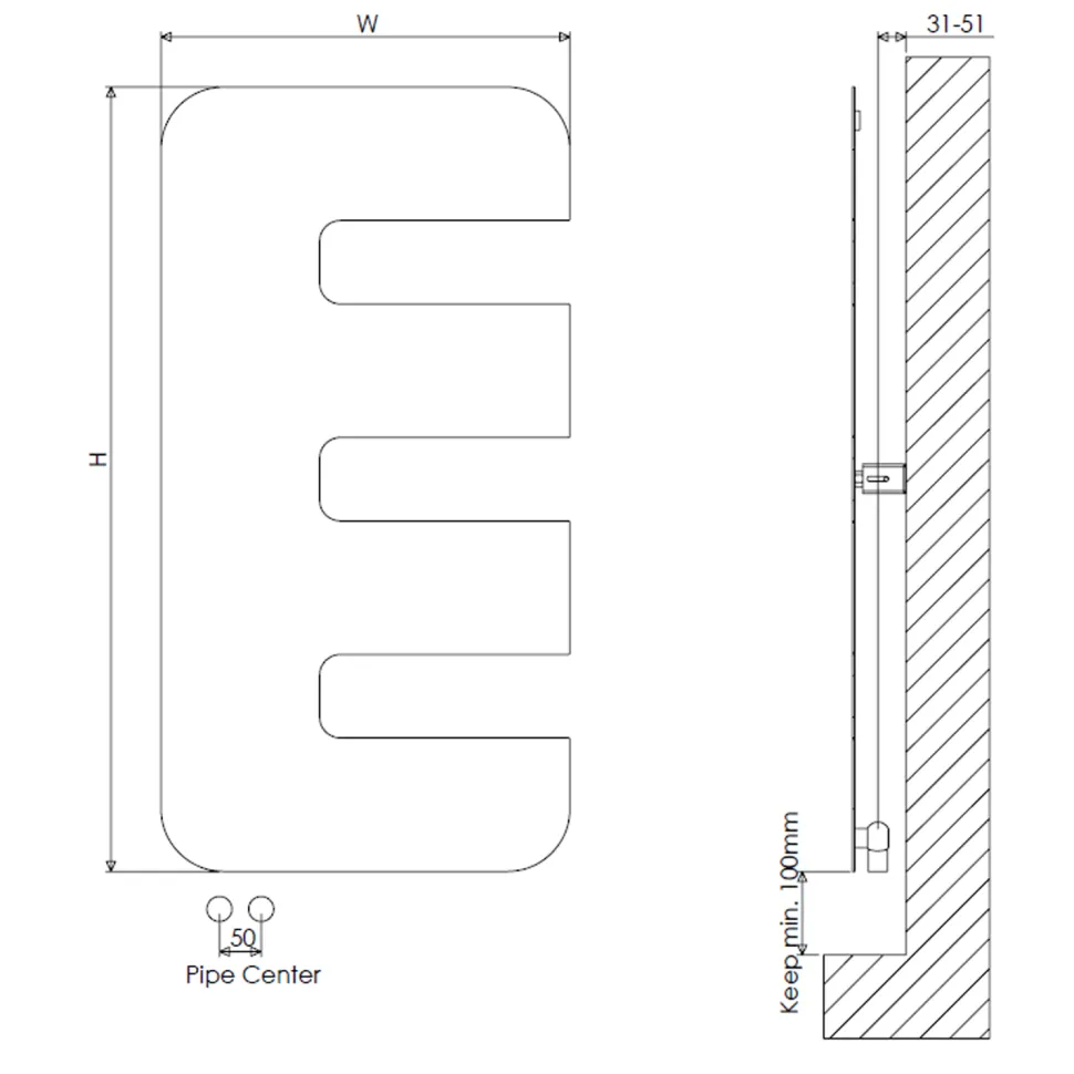 Carisa Rex Offset Single Panel Steel Designer Heated Towel Rail