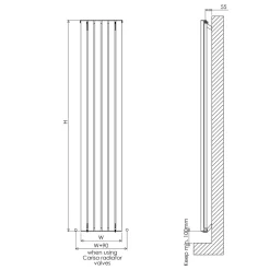 Carisa Tallis Oval Single Panel Vertical Aluminium Radiator