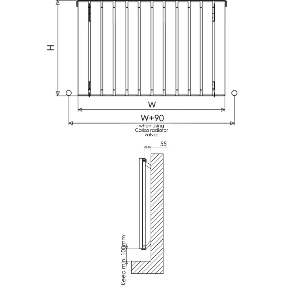 Carisa Tallis Oval Single Panel Horizontal Aluminium Radiator
