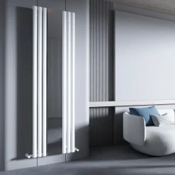 Carisa Tallis Vertical Single Panel Mirror Aluminium Radiator - 1800 x 550mm