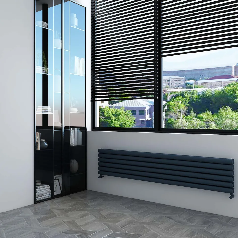 Carisa Tallis XL Oval Double Panel Horizontal Aluminium Radiator