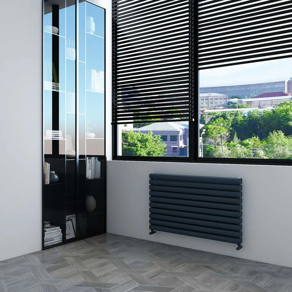 Carisa Tallis XL Oval Double Panel Horizontal Aluminium Radiator