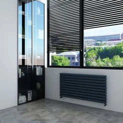 Carisa Tallis XL Oval Double Panel Horizontal Aluminium Radiator