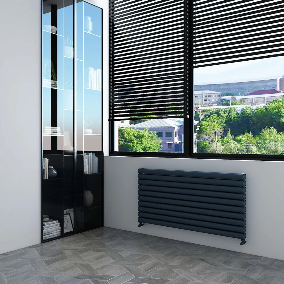 Carisa Tallis XL Oval Double Panel Horizontal Aluminium Radiator
