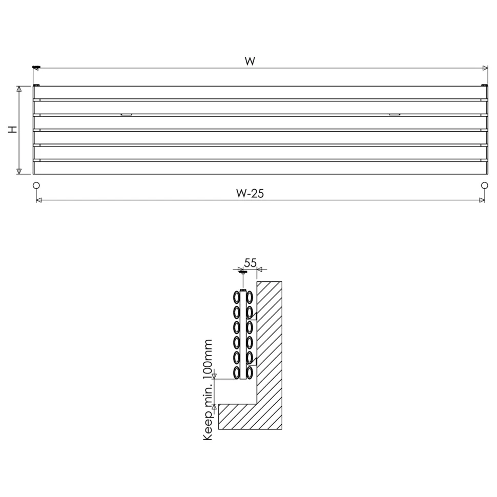 Carisa Tallis XL Oval Double Panel Horizontal Aluminium Radiator
