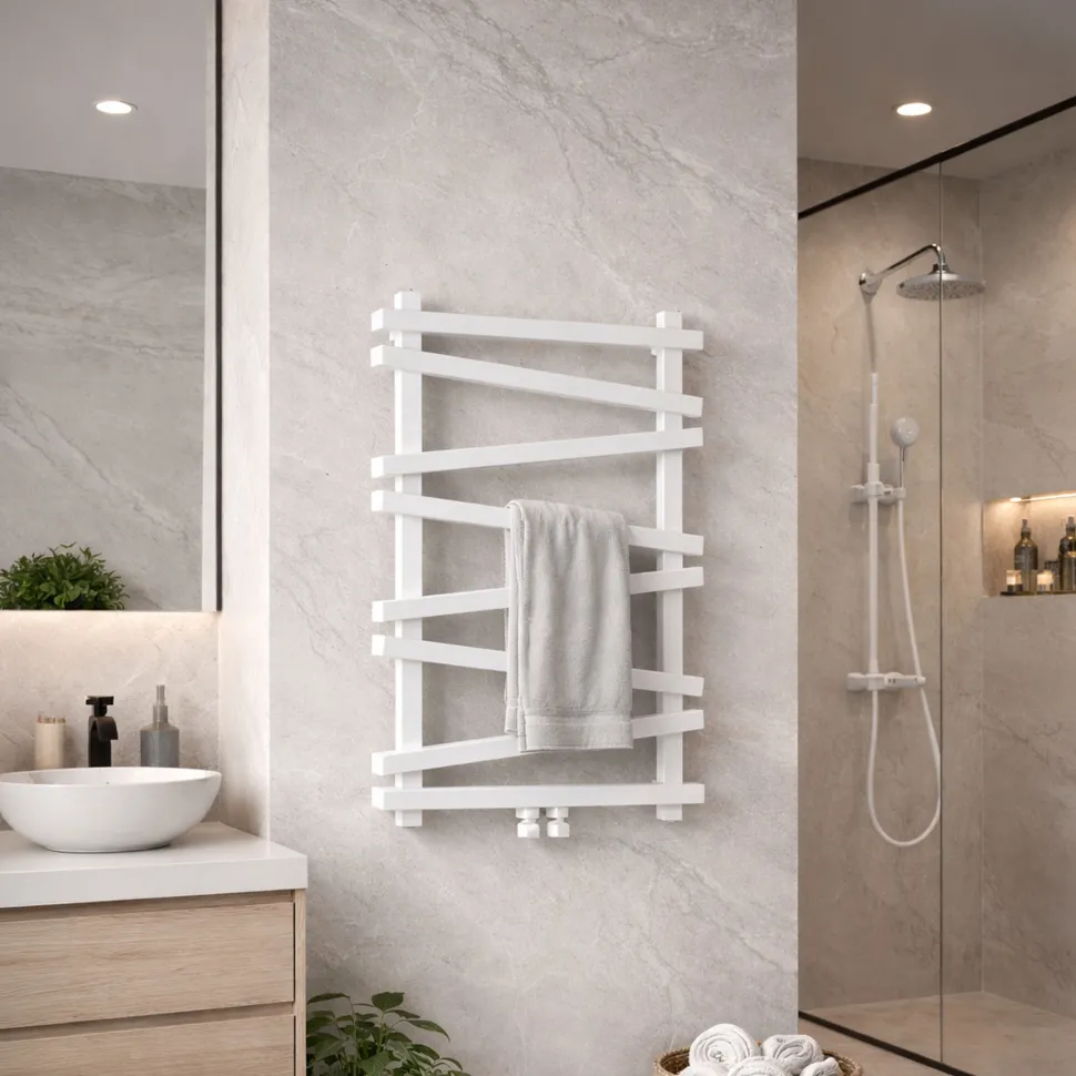 Carisa Vivek Angled Designer Aluminium Heated Towel Rail