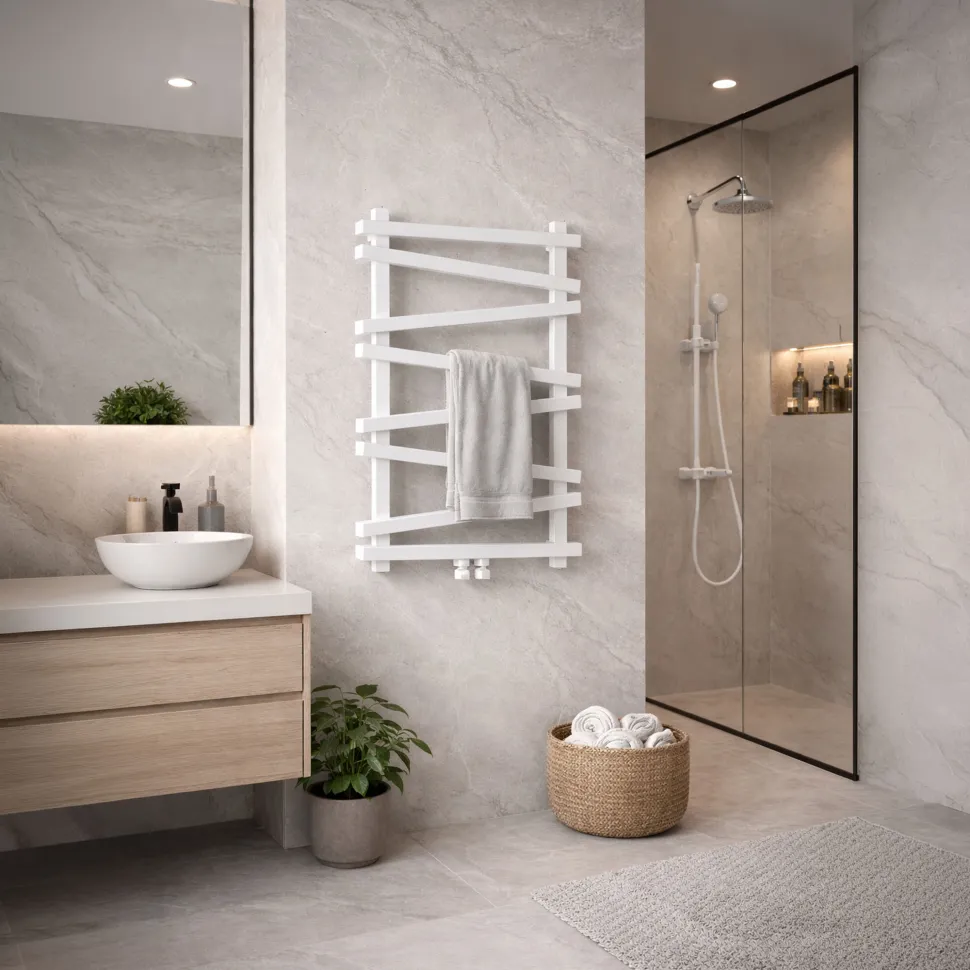 Carisa Vivek Angled Designer Aluminium Heated Towel Rail