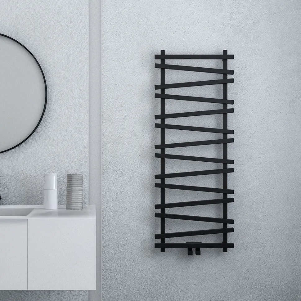 Carisa Vivek Angled Designer Aluminium Heated Towel Rail