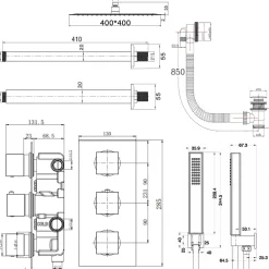 Carter Concealed Shower Valve, Fixed Shower Head, Handset & Overflow Bath Filler