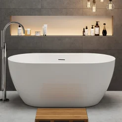 Carys Acrylic White Freestanding Bath - 1415 x 745mm