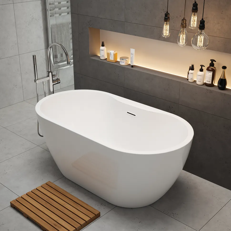 Carys Acrylic White Freestanding Bath - 1415 x 745mm