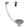 Chrome Basket Strainer Kitchen Sink Waste, Overflow Pipework & Overflow Cover