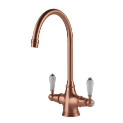 Clearwater Alrisha Traditional Twin Lever Mono Kitchen Mixer - Brushed Copper