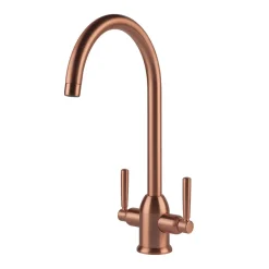 Clearwater Alzira Twin Lever Mono Kitchen Mixer - Brushed Copper