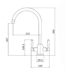Clearwater Alzira Twin Lever Mono Kitchen Mixer with Swivel Spout