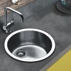 Clearwater Arco Round Single Bowl Brushed Stainless Steel Sink - 440 x 440mm