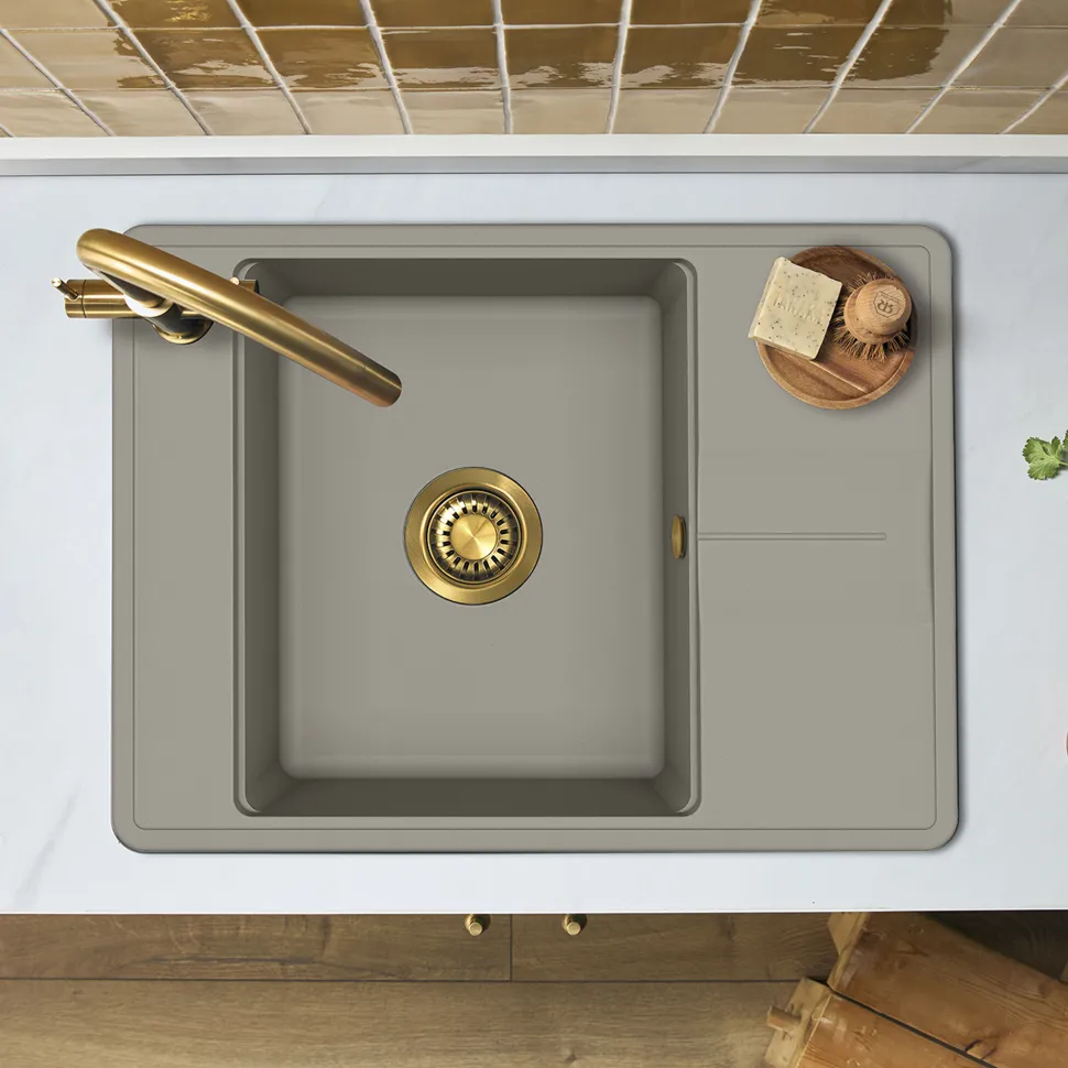 Clearwater Arina 1 Bowl Granite Composite Kitchen Sink with Reversible Drainer - 670 x 500mm