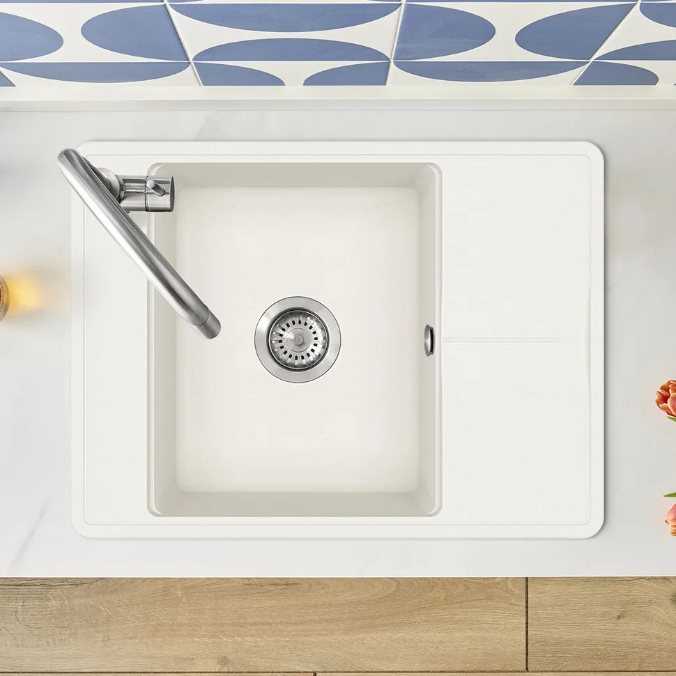 Clearwater Arina 1 Bowl Granite Composite Kitchen Sink with Reversible Drainer - 670 x 500mm