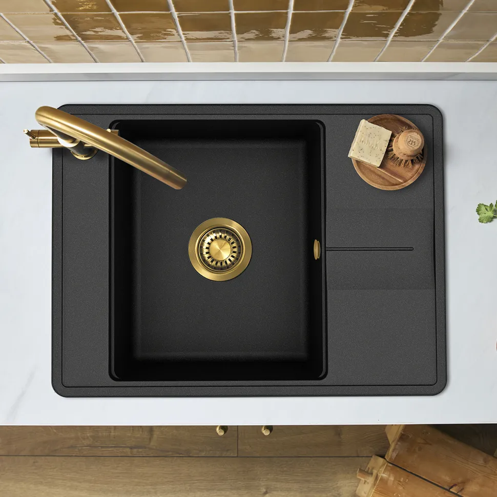 Clearwater Arina 1 Bowl Granite Composite Kitchen Sink with Reversible Drainer - 670 x 500mm