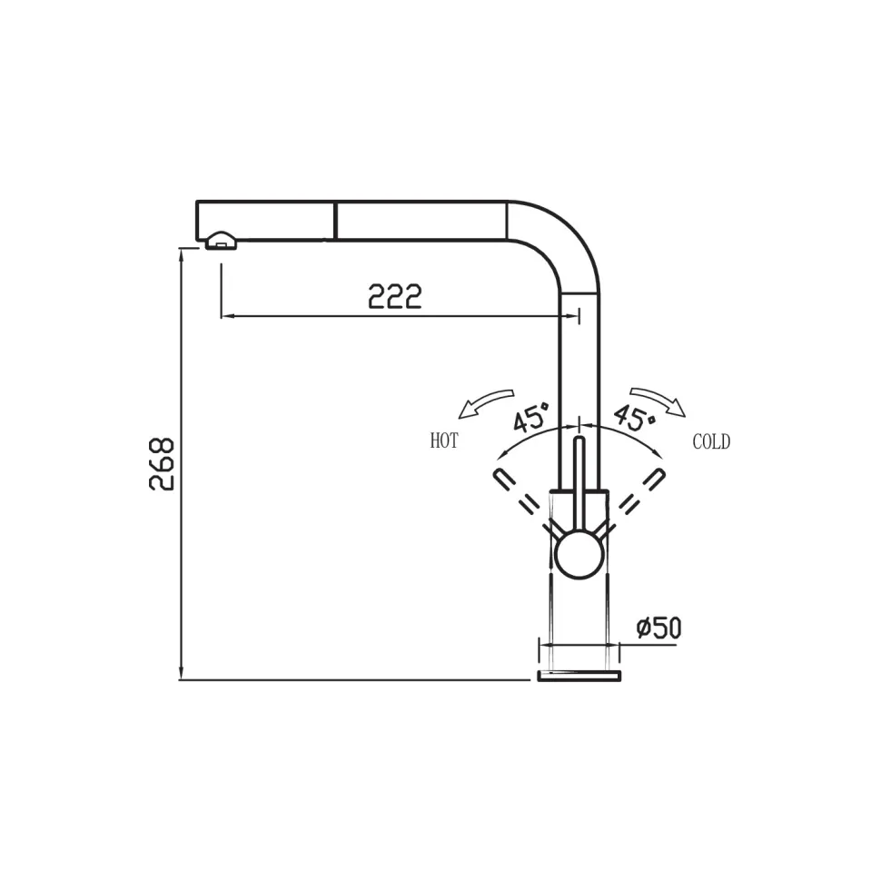 Clearwater Auriga Single Lever Mono Kitchen Tap With Pull Out Spout