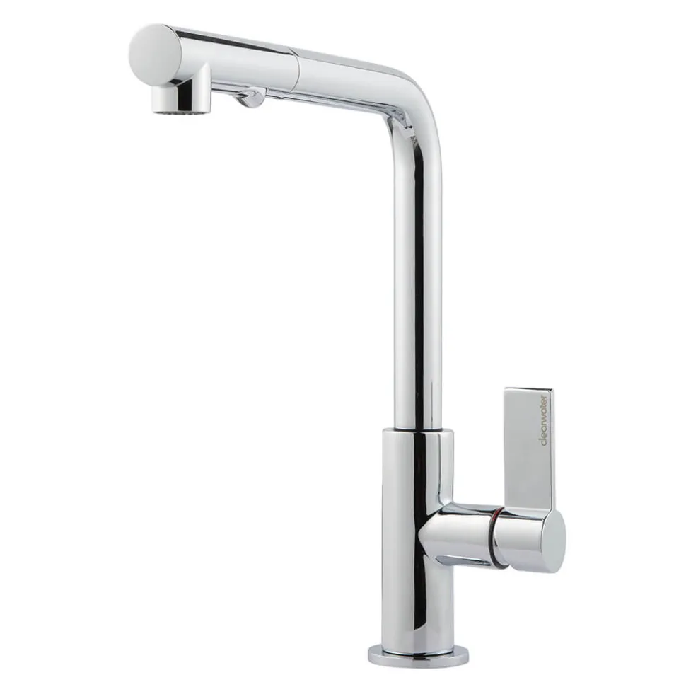 Clearwater Auriga Single Lever Mono Kitchen Tap With Pull Out Spray - Polished Chrome