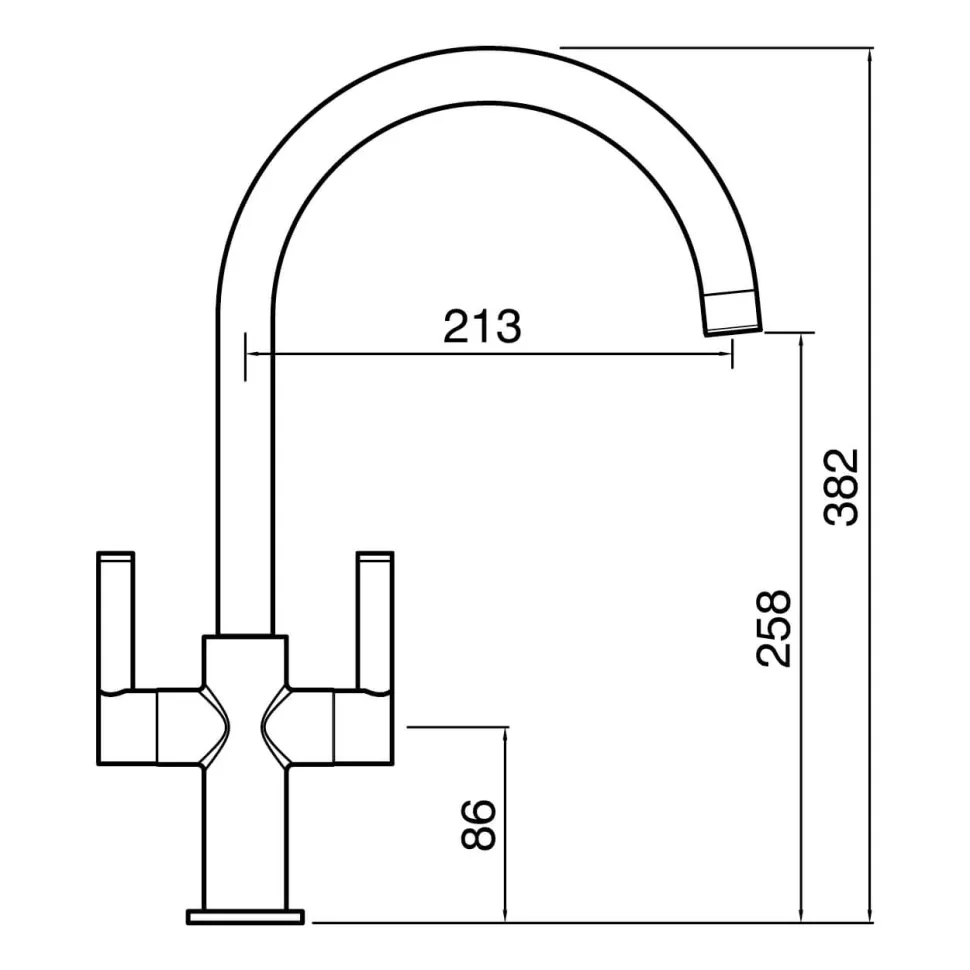 Clearwater Auva Twin Lever Mono Kitchen Mixer Tap