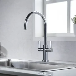 Clearwater Auva Twin Lever Mono Kitchen Mixer Tap