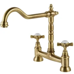 Clearwater Baroc Twin Crosshead Bridge Sink Mixer with Swivel Spout
