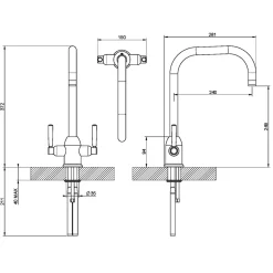Clearwater Camillo Twin Lever Mono Sink Mixer with Swivel Spout