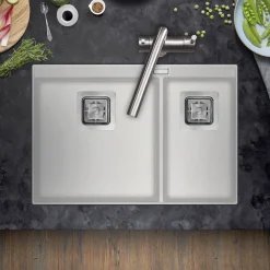Clearwater Capri 1.75 Bowl Granite Composite Inset/Undermount Kitchen Sink - 650 x 455mm