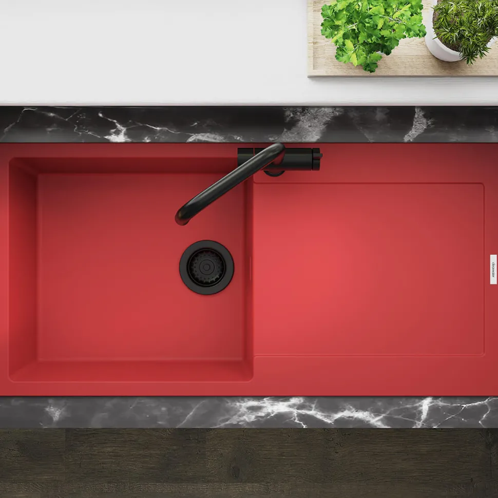 Clearwater Carina 1 Bowl Granite Composite Sink & Waste with Reversible Drainer - 1000 x 500mm