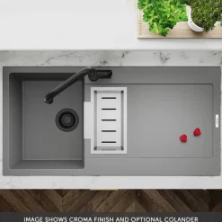 Clearwater Carina 1.5 Bowl Granite Composite Sink & Waste with Reversible Drainer - 1000 x 500mm