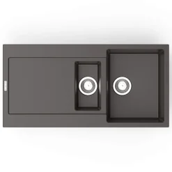 Clearwater Carina 1.5 Bowl Granite Composite Sink & Waste with Reversible Drainer - 1000 x 500mm